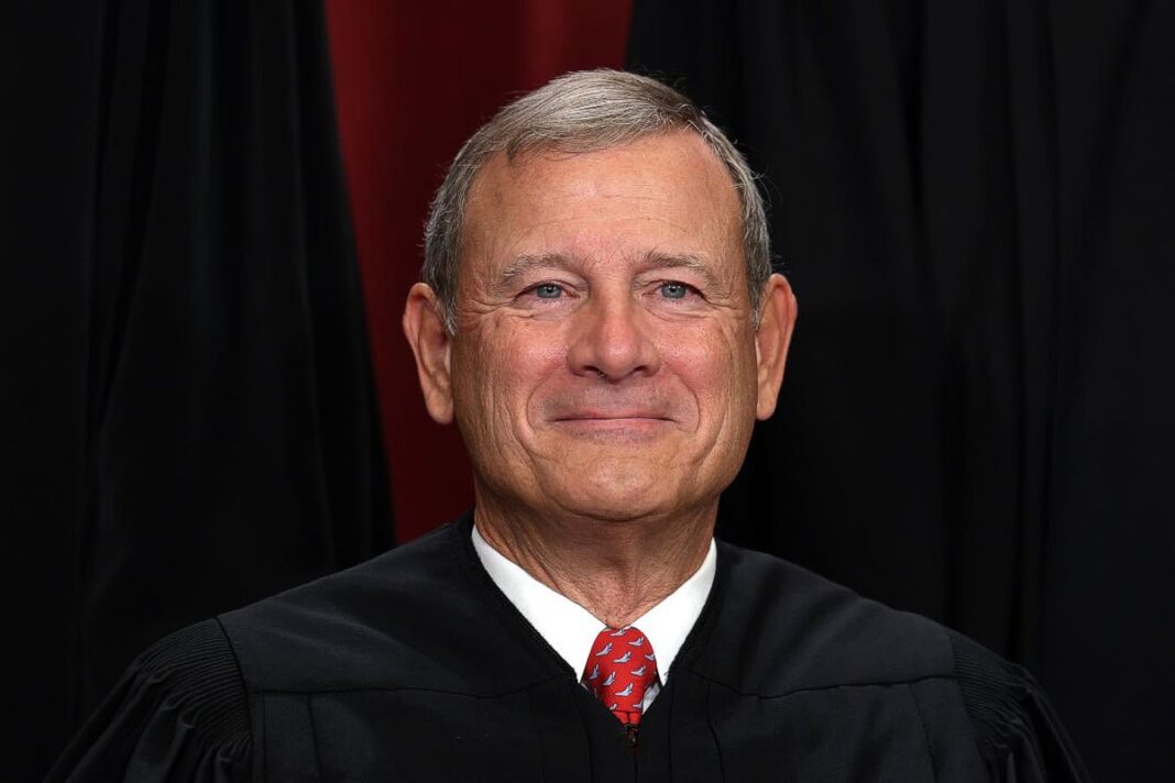 United States Supreme Court Chief Justice John Roberts poses for an official portrait.