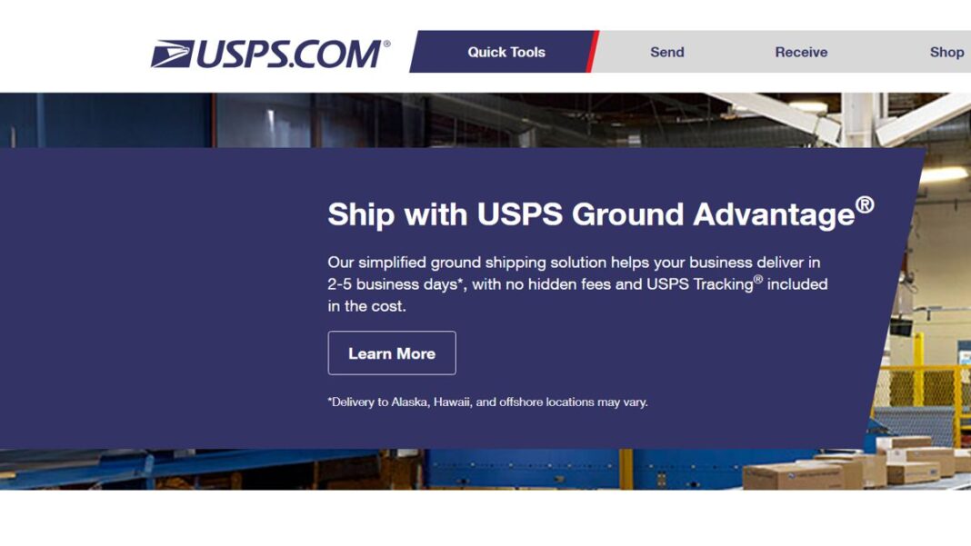 United States Postal Service (USPS) Website Screenshot